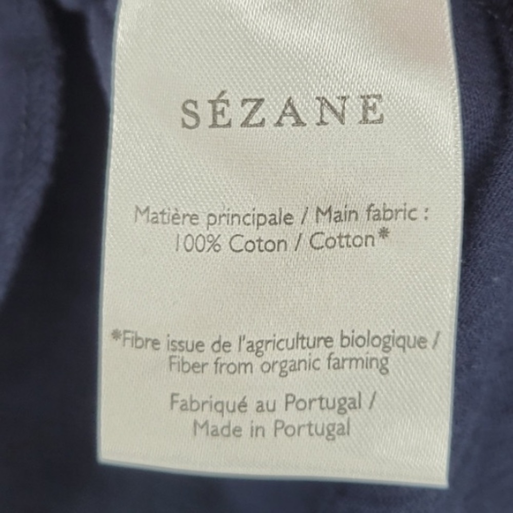 Sezane V-Neck Basic Cotton T-Shirt Navy Blue medium - Picture 6 of 7